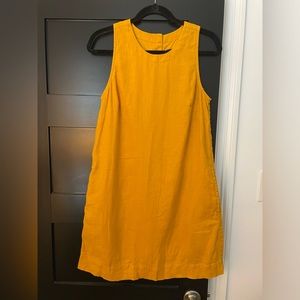 J. Crew golden yellow linen shift dress
